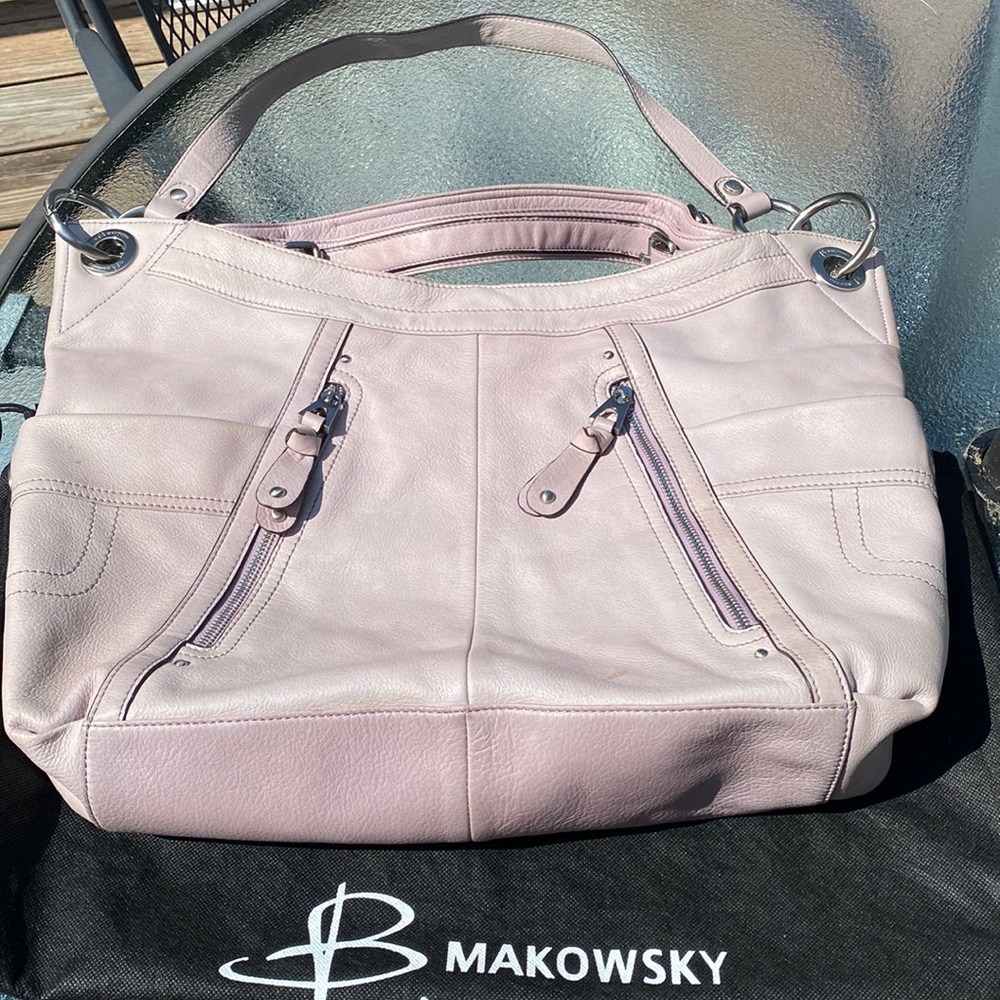 B Makowsky Lavender Leather Tote
